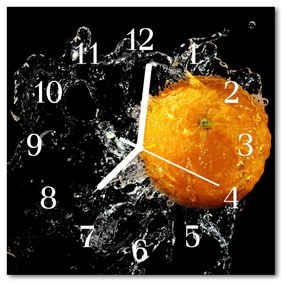 Ceas de perete din sticla pătrat Orange fructe Orange