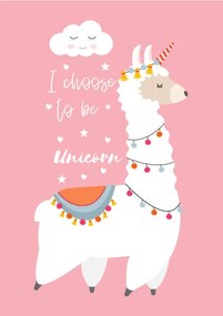 Ilustrație Cute Llama Alpaca with unicorn horn,, undefined undefined