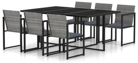 vidaXL Set mobilier de grădină cu perne, 7 piese, gri, poliratan