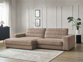 Colțar taupe cu tapițerie din catifea (cu colț pe partea stângă/cu șezlong) Sierra – Bobochic Paris