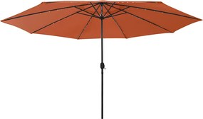 vidaXL Umbrelă soare de grădină cu LED-uri, cărămiziu, 400 cm
