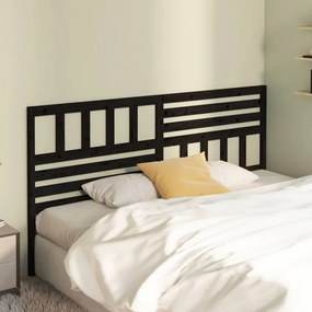 Tablie de pat, negru, 206x4x100 cm, lemn masiv de pin Negru, 206 x 4 x 100 cm, 1