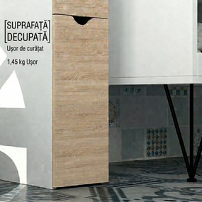 HOMCOM Coloană de Baie din Lemn cu Dulap, Rafturi și Sertare, 15x33x136 cm, Lemn Natural | Aosom Romania