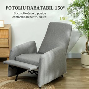 HOMCOM Fotoliu Rabatabil cu Suport pentru Picioare și Husă de Schimb, 79x93x103 cm, Gri | Aosom Romania
