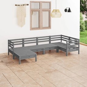 3082956 vidaXL Set mobilier de grădină, 6 piese, gri, lemn masiv de pin
