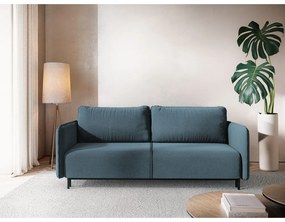 Canapea albastră extensibilă/cu spațiu de depozitare 226 cm Luana – Makamii