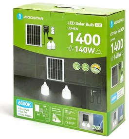 Lustră LED solară cu senzor Aigostar 2xLED/70W/12V 12000 mAh 6500K d. 12 cm