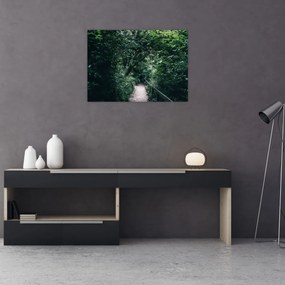 Tablou pe sticlă - Drumul prin pădure (70x50 cm)