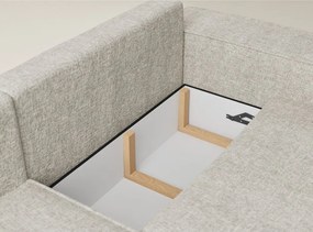 Colțar bej extensibil/cu spațiu de depozitare cu tapițerie din chenille (cu colț pe partea stângă/în formă de ”L”) Tonga – Maison de Rêve