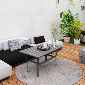 Outsunny Măsuță laterală din metal masă de balcon cu design cu lamele rezistentă la intemperii masă de cafea pentru grădină 91,5 x 55 x 45 cm Gri închis | Aosom Romania