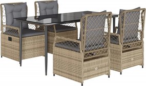 vidaXL Set mobilier de grădină cu perne, 5 piese, bej, poliratan