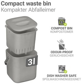 Recipient pentru deșeuri compostabile gri deschis 3 l Conny – Wenko