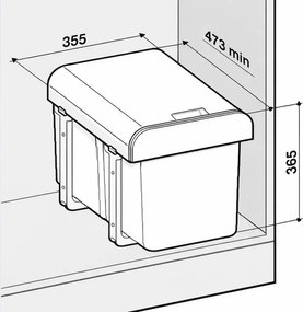 Cos gunoi incorporabil Ecomax Ekko Black Bio 40, cu extragere totala, negru, 1 x 34 l A:473 mm; H:365 mm; L:355 mm, Plastic 100% reciclat certificat,