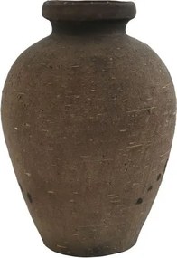 Vază decorativă, stil rustic vintage, culoare maro antichizat, din teracotă, „Terracotta”