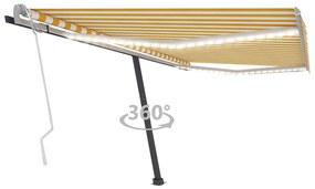 Copertina retractabila manual cu LED, galben si alb, 400x350 cm Galben si alb, 400 x 350 cm