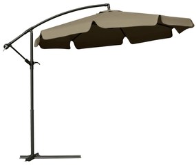 Outsunny Umbrela Suspendată cu Copertină Reglabilă, Bază în Cruce, Orificii de Ventilaţie şi Manivelă, 2.7x2.7 m, Cafeniu | Aosom Romania