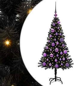 vidaXL Brad de Crăciun cu 150 LED cu suport Negru 120 cm PVC