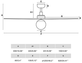 FARO 34280WT-11L KLIM M ventilator 1xE27/15W/230V pin/ alb, pr. 125 cm WT+DO