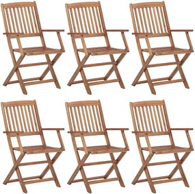 vidaXL Scaune de grădină pliabile, 6 buc., lemn masiv de acacia