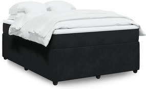 vidaXL Pat box spring cu saltea, negru, 140x190 cm, catifea