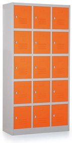 Dulap metalic - 15 cutii, 90 x 40 x 185 cm, blocare, portocaliu - ral 2004