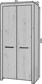 Sifonier cu doua usi, 93x52x200 cm, JANEZ, ADRK Furniture