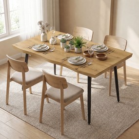 HOMCOM Masă de dining dreptunghiulară pentru 4 persoane, 110x70 cm, stejar/negru | Aosom Romania