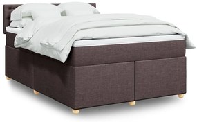 vidaXL Pat continental cu saltea, maro închis, 140x200 cm, textil