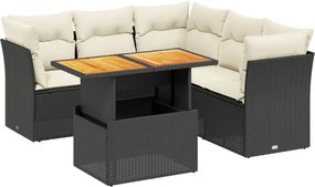 vidaXL Set mobilier de grădină cu perne, 5 piese, negru, poliratan
