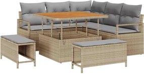 vidaXL Set de canapele pentru grădină 8 pcs Beige și gri deschis