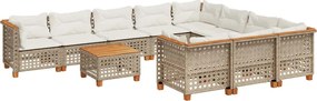 vidaXL Set canapele de grădină cu perne, 11 piese, bej, poliratan