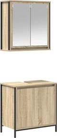vidaXL Set mobilier de baie, 2 piese, stejar sonoma, lemn prelucrat