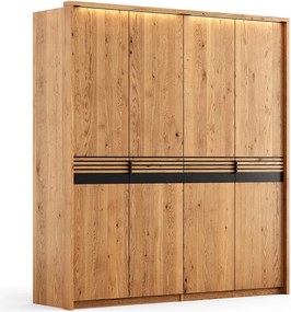 Dulap stejar masiv Rafael 4 Usi, 206 × 58 × 219 cm