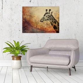 Tablou pe sticlă - Girafă, pictură (70x50 cm)