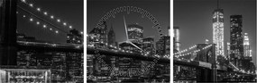 Tablou cu podul Brooklin în New York (cu ceas) (90x30 cm)