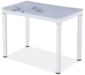 Masa de sticla cu model Damar 80, metal/sticla ultradura, 80X60X75