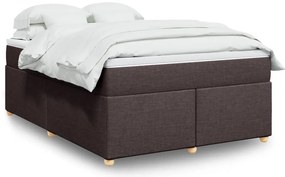 vidaXL Pat box spring cu saltea, maro închis, 160x200 cm, textil