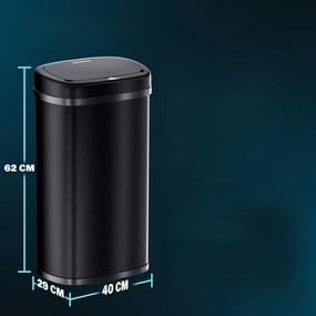Deuba Coș de gunoi pătrat fără atingere cu USB 50 L - negru