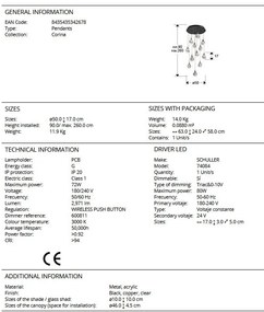 Lustra LED dimabila design modern Corina 12L negru/cupru
