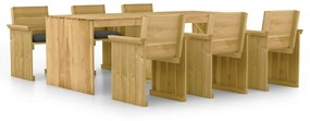 3065729 vidaXL Set mobilier de exterior cu perne, 7 piese, lemn de pin tratat