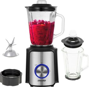 Blender Mesko MS 4080, 1200 W, 1,5 l, 21 000 rpm, 6 lame, 2 viteze + funcție puls, capac cu orificiu, inox/negru
