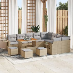 vidaXL Set de canapele de grădină din 12 piese cu perne bej din rattan și acacia