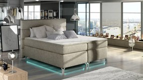 Pat tapitat boxspring, cu spatiu pentru depozitare, echipat cu LED, 180X200 cm, Amadeo, Eltap (Culoare: Verde deschis)