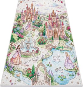 BAMBINO 61520 covor lavabil Prințesă, castel pentru copii anti-alunecare - crem / roz