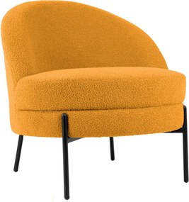 Fotoliu galben ocru cu tapițerie din țesătură bouclé Noble – Leitmotiv