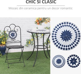 Set de Gradina cu 2 Scaune Pliante si 1 Masuta Outsunny, Metal si Piatra | Aosom Romania