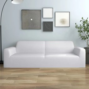 Husa elastica pentru canapea cu 3 locuri poliester jersey alb 1, Alb, Canapea cu 3 locuri
