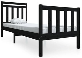 3100683 vidaXL Cadru de pat mic single, negru, 75x190 cm, lemn masiv