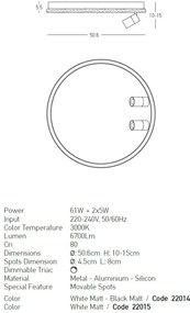 Plafoniera LED dimabila design modern Piers alba