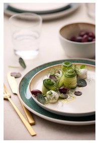 Farfurie albă/verde din gresie ø 27 cm Gastro White/Green – Bitz